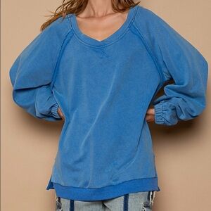 POL French Terry Crisscross Back Sweatshirt Top